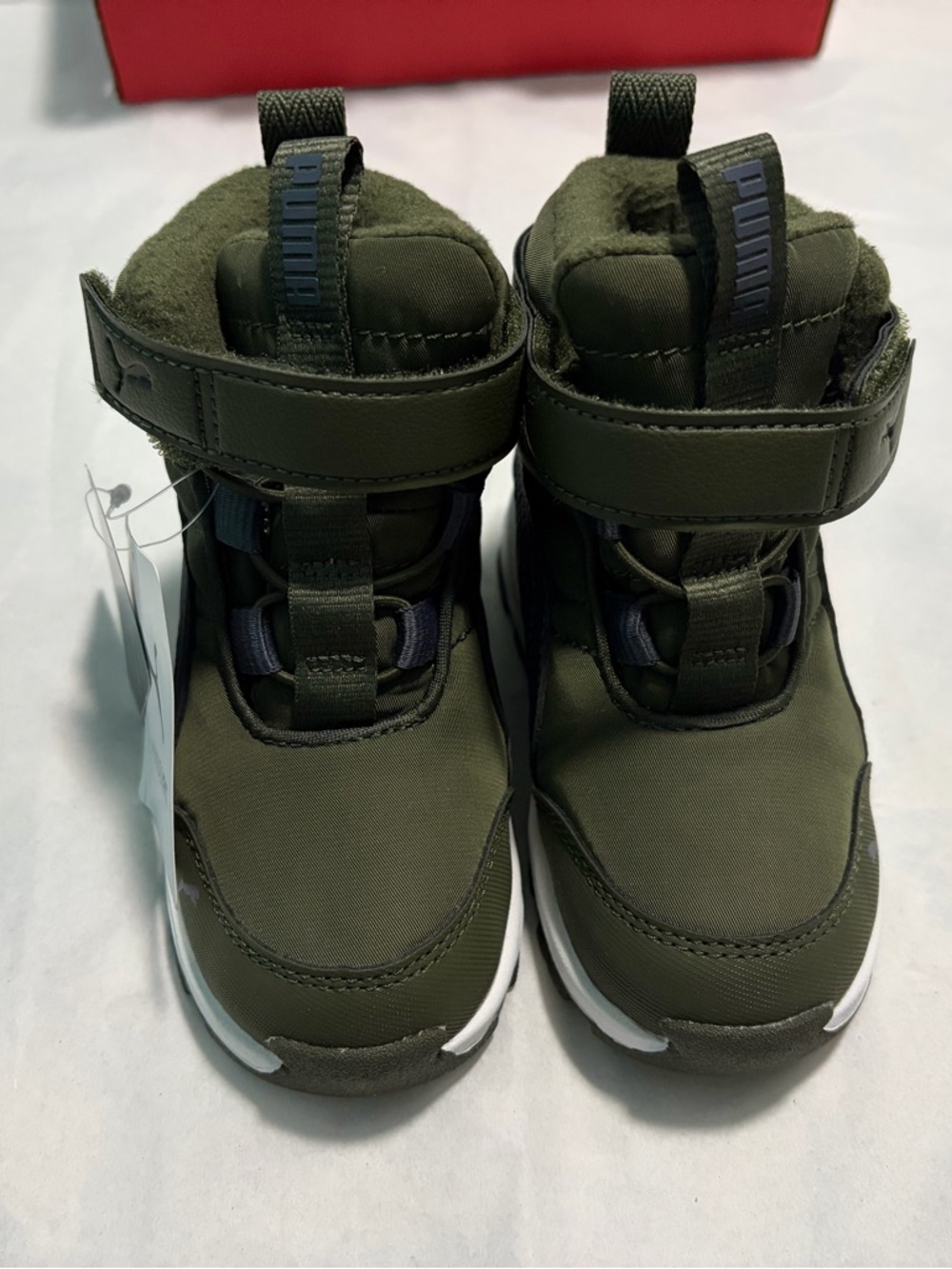 Puma Kids Olive High-Top Hook-and-Loop Boots